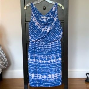 Calvin Klein Tie-Waist Sky Print Dress